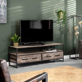 Industrieel Tv-meubel Van Grijs Hout - 135x40x45cm.
