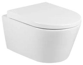 QeramiQ Urby Wandtoilet compact - 48.3x35x33cm - spoelrandloos - zonder zitting - glans wit 140034004cx