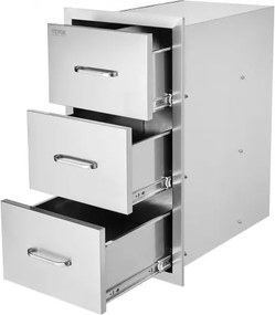 VEVOR Buitenkeuken Laden 40,6 cm B x 72,5 cm H x 52,5 cm D, Vlakke RVS Grill Laden met Drievoudige Toegang en Handvat, Grill Eiland Laden voor Buitenkeukens of Patio Grill Stations