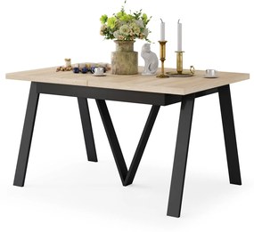 AVERY Sonoma eik/onderkant zwart - LOFT/INDUSTRIËLE TAFEL VOOR WOONKAMER / EETKAMER UITKLAPBAAR TOT 290 cm!