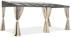 Aluminium terrasoverkapping 4 x 6 m Tarragona met Garden Point beige gordijnen