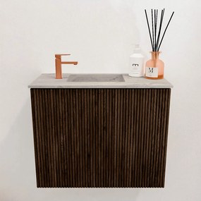Mondiaz Joya DLux 50cm toiletmeubel walnut met wastafel faye links 1 kraangat glace