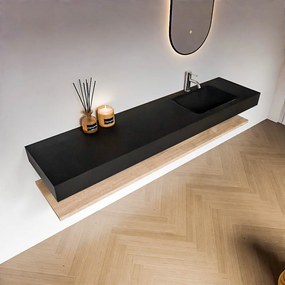 Zaro Alan badmeubel 190cm met planchet washed oak en vrijhangende wastafel cloud rechts 1 kraangat urban