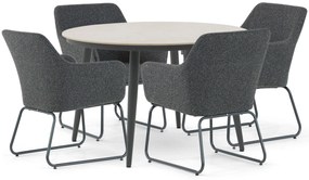 Tuinset 4 personen 120 cm Outdoor textiel Grijs Lifestyle Garden Furniture Lugo/Vienna