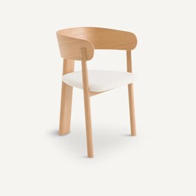Tafelstoel in eiken met bouclette en Marais fineer