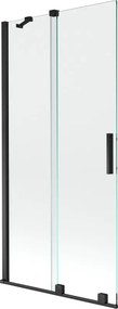 Mexen Velar 2-delige verschuifbare badwandscherm 90 x 150 cm, transparant, zwart - 896-090-000-01-70