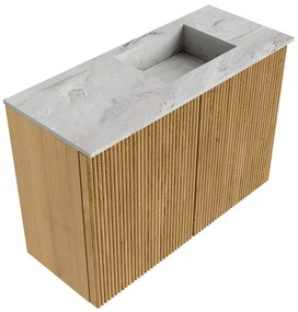 Mondiaz Joya DLux 60cm toiletmeubel oak met wastafel faye rechts 1 kraangat glace