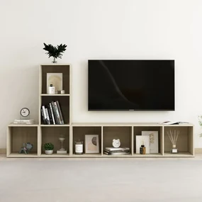 vidaXL 3-delige Tv-meubelset spaanplaat sonoma eikenkleurig