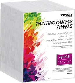VEVOR Canvasborden (280 x 355 mm) voor schilderen, canvasset van 48 stuks van katoen, schildercanvasborden voor schetsen, acryl- en olieverfschilderen, aquarelschilderen, canvas voor professionals en beginners