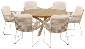 4 Seasons Outdoor Murcia tuinset latte met Prado tafel teak blad Ø 160 cm * Sale *  Tuinset    beige weerbestendig