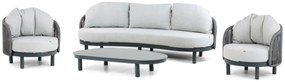 Stoel en Bank Loungeset 2 personen Aluminium/rope Grijs  Santika Furniture Santika