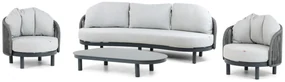 Stoel en Bank Loungeset 2 personen Aluminium/rope Grijs  Santika Furniture Santika