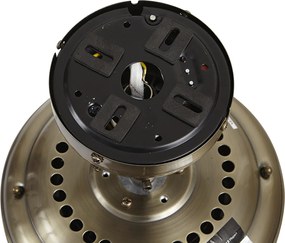 Plafondventilator messing met hout print en rotan 108cm met trekschakelaar - Mistral Majas