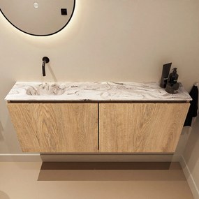 Mondiaz Ture DLux toiletmeubel 120cm washed oak met wastafel glace links zonder kraangat