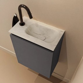 Mondiaz Ture DLux toiletmeubel 40cm dark grey met wastafel opalo rechts met kraangat