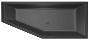 Xenz Society Hoekbad - 180x80x48 - afvoer Midden - Rechts - Compact - acryl - ebony 6963-29