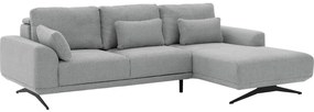 Goossens Excellent Bank Princess grijs, stof, 2,5-zits, elegant chic met chaise longue rechts