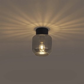 Moderne plafondlamp zwart met smoke glas - Stiklo