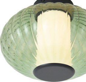 Design plafondlamp zwart 28cm met groen glas incl. LED 3-staps dimbaar - Margherite