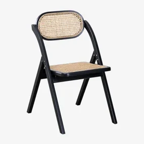 Verpakking Van 2 Sia Opvouwbare Houten Eetkamerstoelen Gewoon Zwart - Sklum
