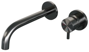 Brauer Gunmetal Edition ColdStart wastafelkraan inbouw gebogen uitloop en rozetten model B1 gunmetal geborsteld PVD