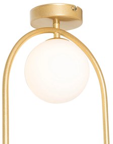 Art Deco plafondlamp goud met wit glas - Isabella Art Deco, Design G9 ovaal Binnenverlichting Lamp