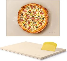 VEVOR Pizzasteen Baksteen 508 x 355 mm, rechthoekige cordieriet pizzasteen, extra grote steenplaat met schraper, 17 mm dik, hittebestendig, geschikt voor keukenovens, broodbakken, pizzabakken en grillen