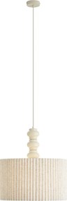 Japandi hanglamp beige met linnen kap 50cm - Fedde