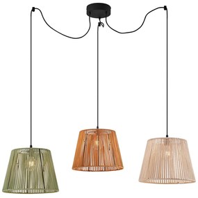 Buiten hanglamp zwart met multicolor kappen van touw 3-lichts IP44 - Cava Jayla
