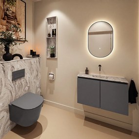 Mondiaz Ture DLux toiletmeubel 80cm dark grey met wastafel glace midden zonder kraangat