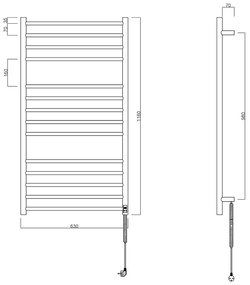 Sapho Redondo elektrische radiator 630x1160cm 130W zwart mat