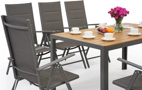 Aluminium tuinmeubelen met klaptafel 180/240 cm Verona Wood voor 8 personen Garden Point grijs