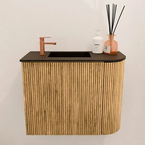 Mondiaz Joya 50cm toiletmeubel ronding rechts oak met wastafel faye links 1 kraangat urban