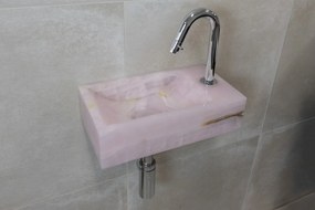 Saniclear Pink Onyx fonteinset met gebogen kraan in chroom