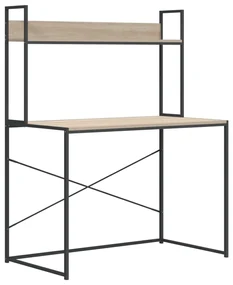 vidaXL Computerbureau 110x60x138 cm spaanplaat zwart en eikenkleurig