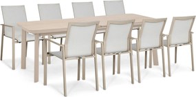 Tuinset 8 personen 220 cm Aluminium Zand/Beige Lifestyle Garden Furniture Timo/Primo