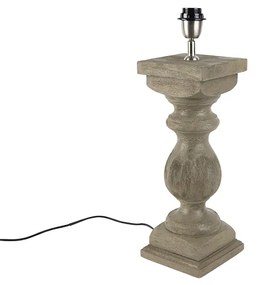 Landelijke tafellamp vintage grijs hout - Hyssop Klassiek / Antiek, Landelijk, Landelijk / Rustiek vierkant Binnenverlichting Lamp