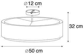 Stoffen Moderne plafondlamp zwart met wit 50 cm 3-lichts - Drum Duo Modern E27 rond Binnenverlichting Lamp