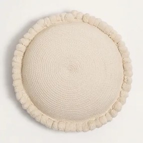 Ronde Kussen Ø50 Cm In Gevlochten Katoen Olets Beige – Crème - Sklum