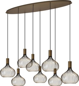 Isabel 8-lichts Hanglamp Zwart Goud