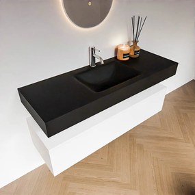 Zaro Alan badmeubel 130cm talc 1 lade met vrijhangende wastafel cloud midden 1 kraangat urban