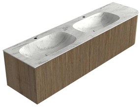 Mondiaz Kurve-dlux 175cm badmeubel ronding rechts dusk met 2 lades en 1 deur en wastafel stor small dubbel/links 2 kraangaten opalo