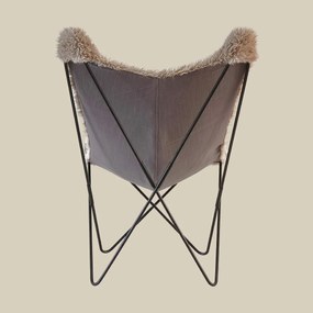 Vlinderstoel Taupe Bont