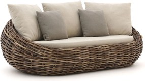 + 15% kassakorting | Loungebank Tuin Apple Bee | Wicker (vlechtwerk) | 3 personen | Tuinbank Beige | 236cm | Incl. kussens | Kees Smit Tuinmeubelen