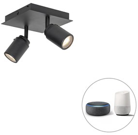 Smart badkamer Spot / Opbouwspot / Plafondspot zwart vierkant IP44 incl. 2 Wifi GU10 - Ducha Modern GU10 IP44 Lamp