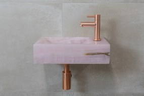 Saniclear Pink Onyx fonteinset met rechte kraan in geborsteld koper