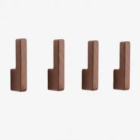Set Van 4 Houten Wandhaken Zanter Donker Acaciabruin - Sklum