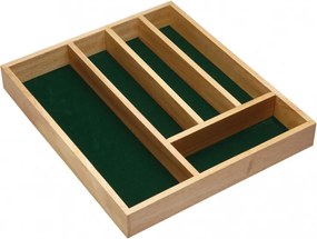 Bestekbak 36 x 31 x 4,5 cm hout/vilt bruin/groen