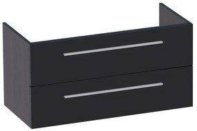 BRAUER EX WastafelOnderkast - 100x46x50cm - 2 softclose lades - zonder greep - 1 sifonuitsparing - MFC - black wood 1410