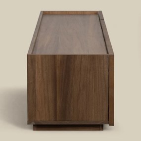 Walnoot Tv-meubel Met Stoffen Deuren 180 Cm - 180x40x40cm.